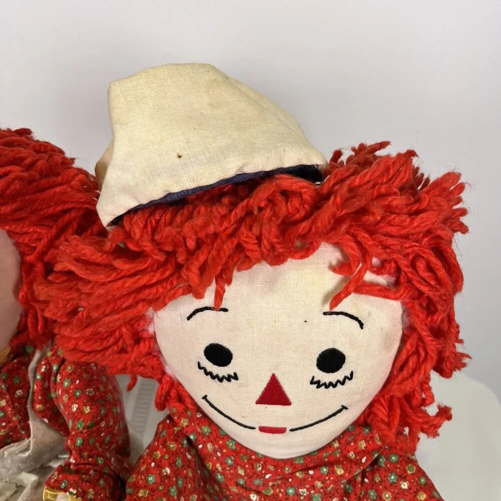 Vintage 60s 70s Raggedy Ann & Andy Plush Dolls Knickerbocker 26